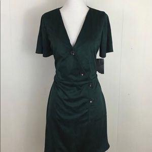 Zara Short Sleeve Velvet V-Neck Mini Dress